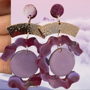 New handcrafted, hand painted , resin and wood earrings.